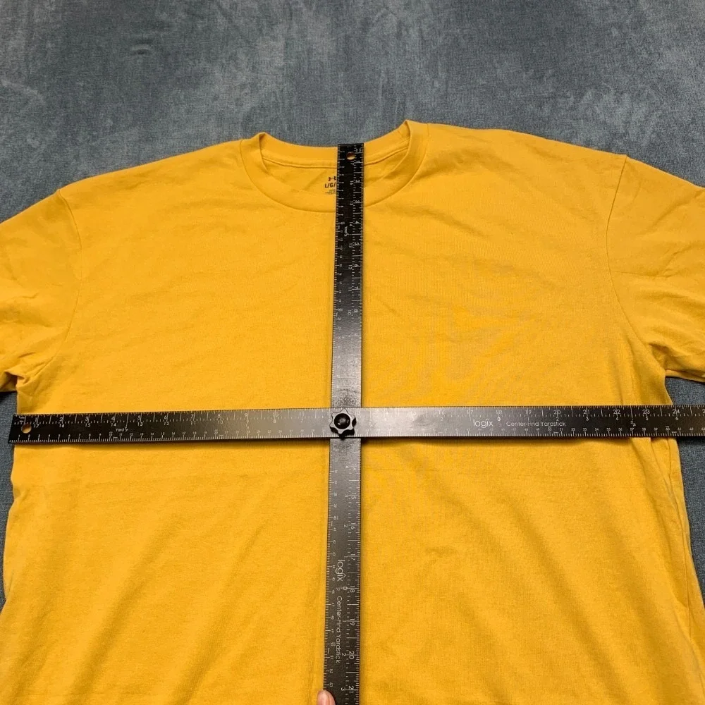 Under Armour T Shirt Men Large Yellow Loose Fit Logo Cotton Running Sportswear
